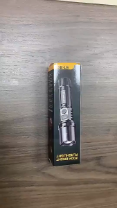 GetGadget⚙ ST-35 Flashlight LED Multi-Functional Outdoor Strong Light LED Long-range With LCD Numerical Power Display Telescopic Zoom Flashlight Plastic USB Rechargeable Flashlight