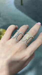 Pretty Beauty Moissanite Crisscross Bow Ring for Women S925 Sterling Silver Ultra Thick Gold Plated Hypoallergenic Jewelry Gift