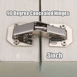2Pcs/set Cabinet Hinges 90 Degree Concealed Hinges Cabinet Cupboard Door Hinge