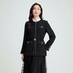 Koradior | Elegant Office Wear Wool No-Collar Coat