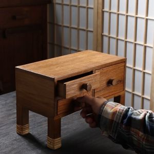 โต๊ะทำงานไม้แกะสลักไม้ ที่มีไม้จริงกล่องเครื่องประดับเครื่องประดับมือถือการจัดเก็บกล่องน้ำหนักเบากล่องบรรจุของย้อนยุค