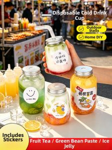 TAFUMAN | Disposable Plastic Cup with Lid Food-grade Reusable Bottles