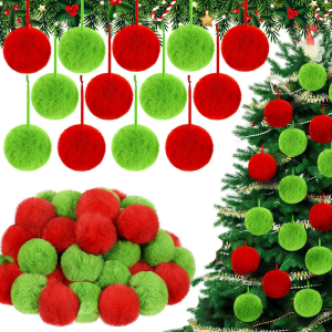 12/24Pcs 6cm Plush Christmas Ball Decoration Xmas Christmas Tree Ornament Navidad Natal New Year Gift 2026