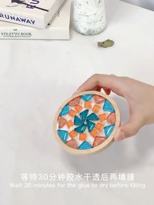 【🇲🇾 MY Stock】DIY Toy For Kid Handmade Cup Mat Creative Material Wooden Glass Mosaic Tile Coaster Home Decoration Gift Early Education DIY Art And Craft