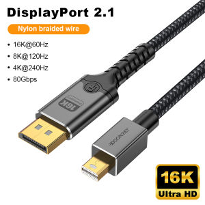 BSN | 16K Mini DisplayPort to DP Cable DP2.1 Bi-Directional Braid Conversion Adapter 16K 60Hz 8K 60Hz For MacBook Laptops Projector