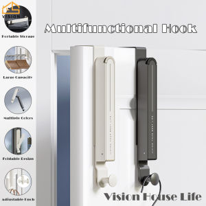 Vision Multifunctional Door Hanger Foldable Over The Door Hook Punch-Free Retractable Clothes Rack Bathroom Towel Hanger