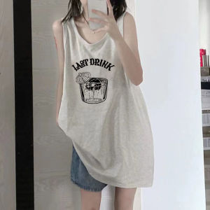 เสื้อกั๊กแขนกุดคอวีผ้าฝ้ายแท้ ทรงหลวม ทรงหลวม สำหรับผู้หญิง ฤดูร้อน 2023 เสื้อกล้ามบาสเก็ตบอลแบบสวมหัว ทรงหลวม แขนกุด คอกลม