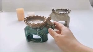 เตากระเบื้อง เตาอโรมา รูปทรงช้าง ตกแต่งห้องนอน ห้องทำงาน ห้องนั่งเล่น เตาใส่น้ำมันหอม ระเหย