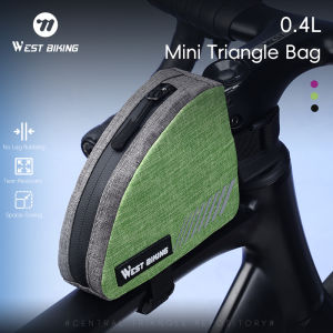 WEST BIKING Mini Triangle Bag 0.4L Portable Bicycle Top Tube Frame Bag Reflective Cycling Tool Storage Bag Bike Accessories