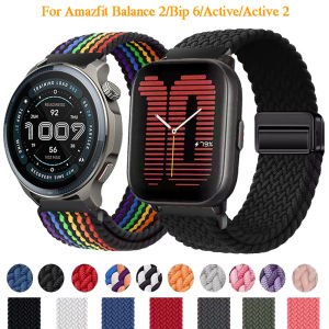 22mm 20mm Magnetic Nylon Strap For Amazfit Balance/2/Bip 6 5/Cheetah Round/Pro Braided Loop For Amazfit Active 2/2s/Bip 3 3 Pro