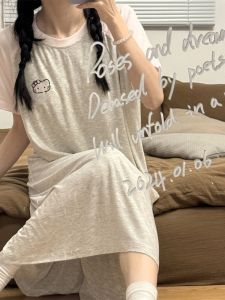 Váy Ngủ Modal Mỏng Tay Ngắn Mùa Hè Cho Bé Gái Có Đệm Ngực Váy Ngủ Mặc Ở Nhà Ngoài Trời Cho Trẻ Em Trung Học Cơ Sở