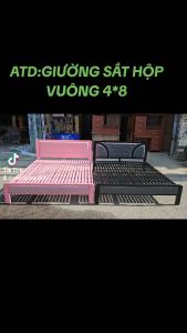 Giường ngủ sắt hộp 4x8 cứng cáp - giường đủ kích thước 80cm 1m 1m2 đến 1m8x2m giá xưởng hcm