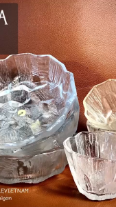 Hàng Hiệu Japan 100%New - HOYA - [Bán lẻ] 01 Thố Hoặc Ly Phong Cách Ice Castle - Hoa Nổi Dày Nặng