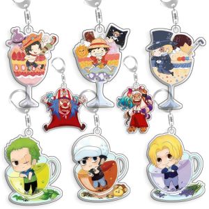Bandai | Keychain OP OPTCG Card Luffy Yamato Roronoa Zoro Backpack Pendant AnimeGame Fans Gift Recycled Acrylic Decoration Rare Card Toy
