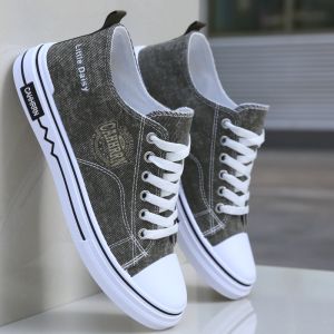 Fall New Mens Casual Shoes Trendy Sports Canvas Shoes Versatile Retro Denim Breathable Low Cut Flat Rubber Sole round Toe