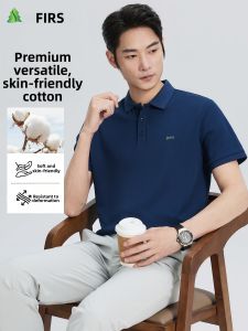 Firs | Breathable Comfort Cotton Business Casual Summer Thin Embroidery Print Polo Shirt
