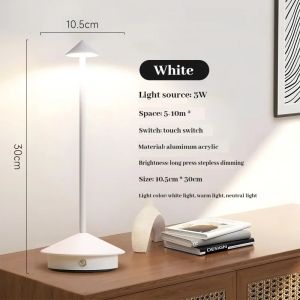 Rechargeable LED Wireless Cordless Table Lamp Touch Sensor Night Bedside Desk Light for Bedroom Hotel Restaurant Bar Decor