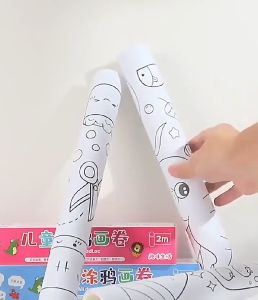 Kertas Mewarnai Jumbo Motif Korea Cute Anak 25m Stiker Anak Mewarnai Viral Roll Ditempel di Dinding