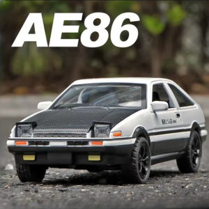 1:36 AE86 Classic Movie Car Model Toy Doors Opened Sound Light Models Pull Back Alloy Diecast Miniature Toys Collection Gifts