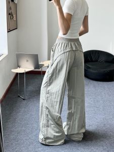 AXEF Womens Quick-Dry Work Pants Loose Fit Casual Sports Ice Silk Wide Leg Pants Floor-Length Trousers for 18-24 Birthday Party