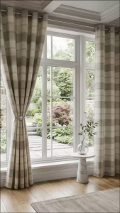 SEMI-BLACK OUT CURTAINS THICK KURTINA WITH STRIPE DESIGN 7FEET LENGTH 140CM WIDTH WITH 8RINGS