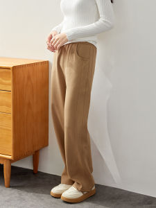 กางเกงขายาวทรงตรงเอวสูงทรงหลวมสไตล์เกาหลีสำหรับผู้หญิง ฤดูใบไม้ผลิและฤดูใบไม้ร่วง กางเกงขายาวทรงหลวมแบบลำลอง