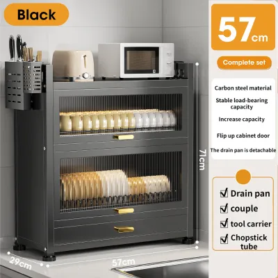 LIKHA Kitchen Dish Rack Storage Cabinet Kitchen Metal Bowl Cabinet Countertop With Drawers Cutlery Rack