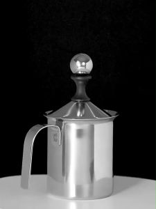 Stainless Steel Manual Milk Frother Hand Pump Milk Foamer with Filter Screen 400cc for coffee