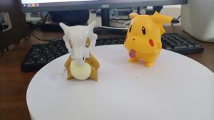 Bandai | 2pcs Dopamine Kawaii cartoon Ornament Yellow Monster desktop Decoration Collectible Figurine Fan Birthday Gift