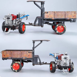 1:24 Scale Walking Tractor Car Model Toy Alloy Diecast Sound Light Retro Agricultural Vehicles Collection Presents for Kids