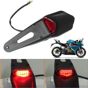 Motorcycle Universal 12V LED Taillight Brake Lamp With Rear Fender License Plate Bracket Holder for Enduro Off-Road Bike