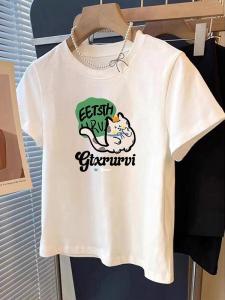 Summer New Style Loose Fit Pure Cotton Short Sleeve T-Shirt Womens Sweet And Spicy Printed Top Korean Simple Design Versatile