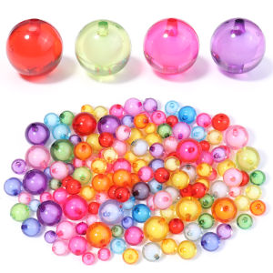 30-100pcs/lot Round Transparent Acrylic Beads 8/10/12/16mm Colorful Loose Spacer Beads For DIY Jewelry Making Accessories