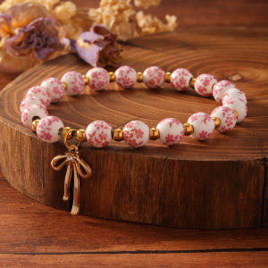 jesus Cross bracelet women men blue white porcelain Ceramics beads Ascension day western wear pulseras spring summer jewelry