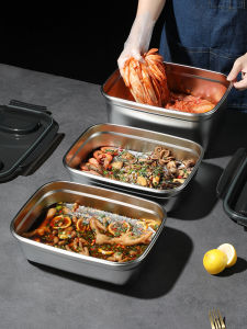 Large Capacity Stainless Steel 304 Preservation Box Kimchi Fermentation Container Refrigerator Sealed Storage Box for Home And Commercial Use