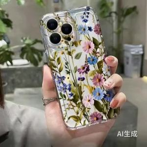 Elegant Watercolor Red Pink Black Poppy Flower Clear Phone Case For iPhone 17 16 15 14 13 12 11 Pro Max Wild Floral Cover