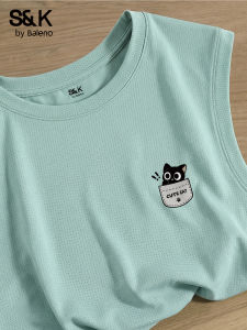 BALENO | Cartoon Summer High School Students Ice Silk Eyelet Vest