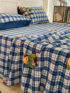 2025 New Milk Velvet Bed Sheet Set Thick Warm Autumn Winter Cartoon Print Dustproof Bed Cover  Three-piece Set