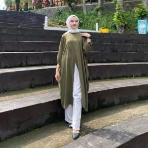 Tunik Lebaran Terbaru 2025 Outer Midi Oversize Flowy Premium Airflow