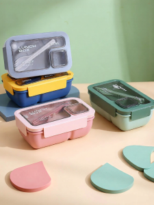 Portable Plastic One-Piece Lunch Box Student Office Workers Lunch Microwave Safe Simple Lightweight Bento Box Food Storage