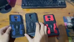 Case HP Untuk XIAOMI REDMI NOTE 8 Soft Case Belt Clip Case Armor Kick Standing Hard Case Crystal