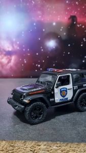 Diecast Miniatur Mainan Mobil Jeep Rubicon Wrangler Polisi Besi Metal Buka Pintu