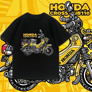 Honda | Honda Mens and Womens T-Shirt Cross Cub Modified Motorcycle Friends Club Print Summer American Wear Retro Casual Short Sleeves