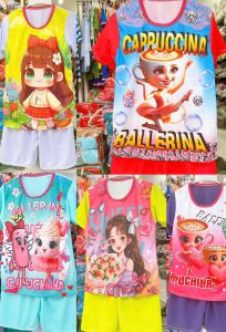 [ COMBO 5 BỘ ] Đồ bộ bé gái (8-28 kg) thun mát lạnh co giãn màu sắc hoạt hình dễ thương. M37