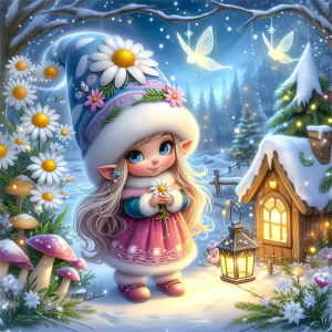 HUACAN Diamond Painting Girl Portrait Christmas Square Round Drill Mosaic 5d Winter Handicrafts Home Wall Artwork