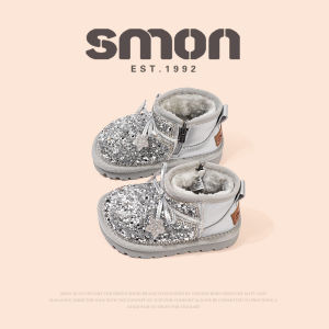 Shumeng Girls Snow Boots 2026 New Winter Style Fleece-Lined Thickened Warm Cotton Shoes for Baby Girls Rhinestone Princess Boots Soft Sole