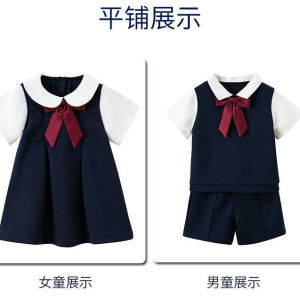 Kids Girls Kindergarten Preschool Kid Pupil Schoolchild Uniform Sets with Bow British Style Uniform Suits - Schoolboys Schoolgirls Uniform Teens Uniform Costumes for Kids Girls