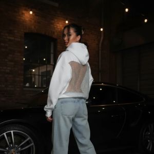 Áo Hoodie Lưới Rỗng Dành Cho Nữ Áo Thun Trong Suốt Dài Tay Nhẹ Nhàng Áo Nỉ Thông Thường Kiểu Dáng Thời Trang Dạo Phố Cotton Terry