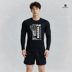 Madaha Kaos Baju Lengan Panjang Dry fit Jersey Olahraga Bulutangkis Badminton Play Shuttlecock