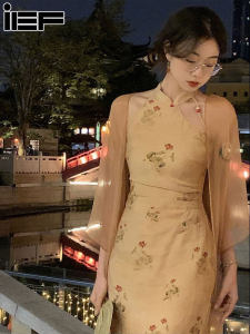 Ief 2024 váy sườn xám cách tân Retro Trung Quốc Mới váy Giảm Béo Eo Nữ